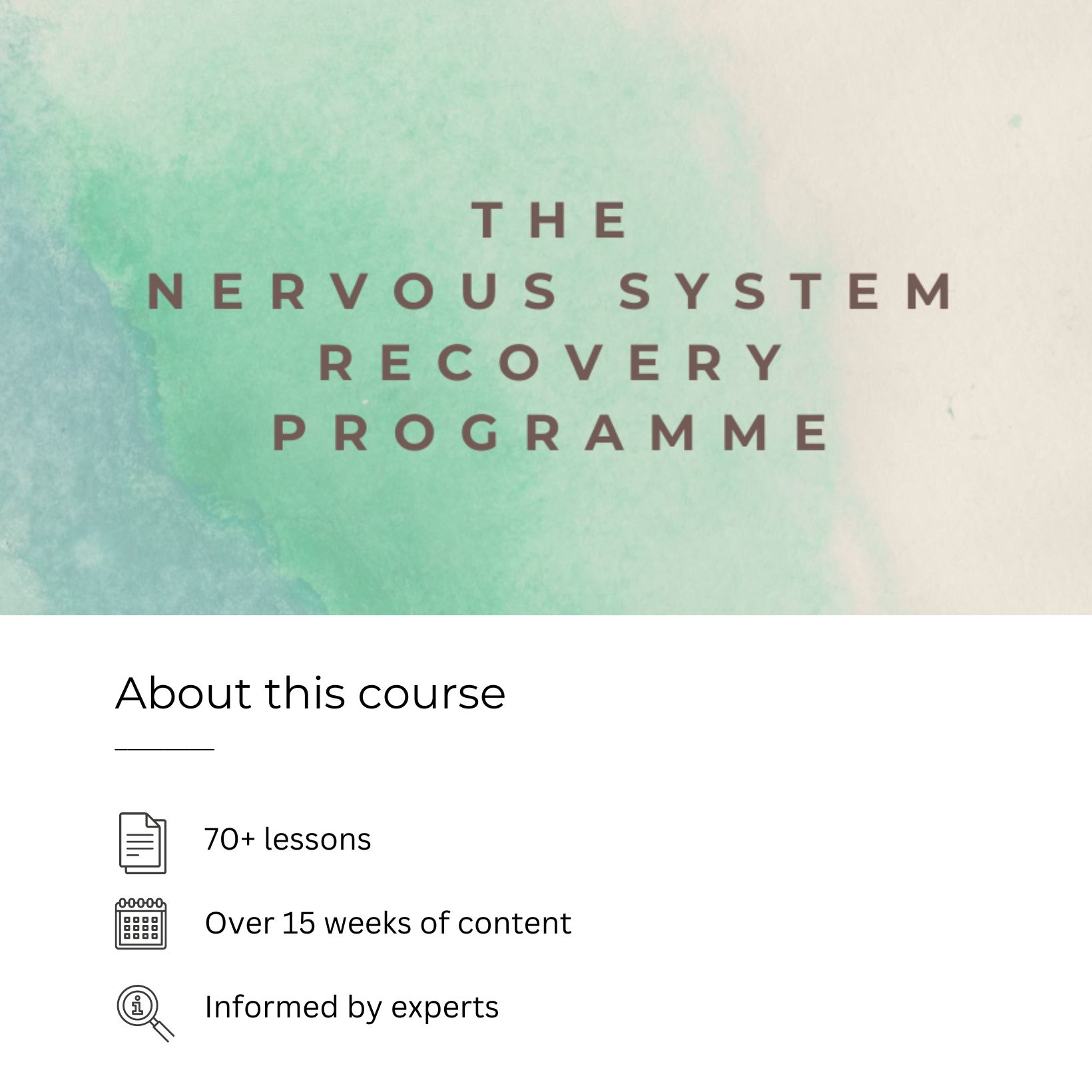 The Nervous System Recovery Programme